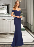 Izabella Trumpet/Mermaid Off-the-Shoulder Floor-Length Stretch Crepe Bridesmaid Dress With Split Front STKP0013175