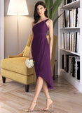 Frederica Sheath/Column One-Shoulder Asymmetrical Chiffon Bridesmaid Dress With Ruffle STKP0013176