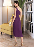 Frederica Sheath/Column One-Shoulder Asymmetrical Chiffon Bridesmaid Dress With Ruffle STKP0013176