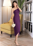 Frederica Sheath/Column One-Shoulder Asymmetrical Chiffon Bridesmaid Dress With Ruffle STKP0013176