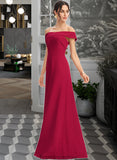 Kayden Sheath/Column Off-the-Shoulder Floor-Length Bridesmaid Dress With Ruffle STKP0013177