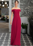 Kayden Sheath/Column Off-the-Shoulder Floor-Length Bridesmaid Dress With Ruffle STKP0013177