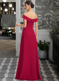 Kayden Sheath/Column Off-the-Shoulder Floor-Length Bridesmaid Dress With Ruffle STKP0013177