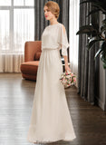 Seraphina Sheath/Column Scoop Neck Floor-Length Chiffon Bridesmaid Dress With Cascading Ruffles STKP0013180