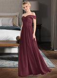 Melody A-Line Off-the-Shoulder Floor-Length Chiffon Bridesmaid Dress With Ruffle STKP0013190