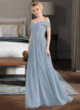 Melody A-Line Off-the-Shoulder Floor-Length Chiffon Bridesmaid Dress With Ruffle STKP0013190