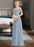 Melody A-Line Off-the-Shoulder Floor-Length Chiffon Bridesmaid Dress With Ruffle STKP0013190