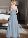 Melody A-Line Off-the-Shoulder Floor-Length Chiffon Bridesmaid Dress With Ruffle STKP0013190