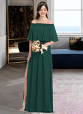 Ginny A-Line Off-the-Shoulder Floor-Length Chiffon Bridesmaid Dress With Split Front STKP0013192