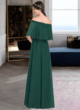 Ginny A-Line Off-the-Shoulder Floor-Length Chiffon Bridesmaid Dress With Split Front STKP0013192