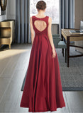 Delilah A-Line Scoop Neck Floor-Length Bridesmaid Dress STKP0013198