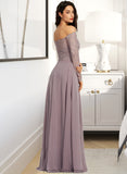 Alondra A-Line Off-the-Shoulder Floor-Length Bridesmaid Dress STKP0013200