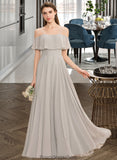 Shaniya A-Line Off-the-Shoulder Floor-Length Chiffon Bridesmaid Dress STKP0013202