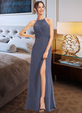 Harper A-Line Halter Floor-Length Bridesmaid Dress With Lace Split Front STKP0013205