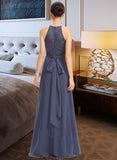 Harper A-Line Halter Floor-Length Bridesmaid Dress With Lace Split Front STKP0013205