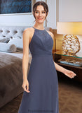 Harper A-Line Halter Floor-Length Bridesmaid Dress With Lace Split Front STKP0013205