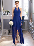 Karlee A-Line Scoop Neck Asymmetrical Chiffon Bridesmaid Dress With Cascading Ruffles STKP0013210