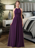 Briley Chiffon Halter-neck Floor-length Bridesmaid Dress With Lace STKP0013218