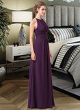 Briley Chiffon Halter-neck Floor-length Bridesmaid Dress With Lace STKP0013218