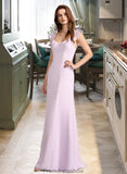 Juliana A-Line Square Neckline Floor-Length Bridesmaid Dress With Ruffle STKP0013220