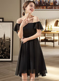 Laney A-Line Off-the-Shoulder Asymmetrical Chiffon Bridesmaid Dress With Cascading Ruffles STKP0013224