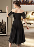 Laney A-Line Off-the-Shoulder Asymmetrical Chiffon Bridesmaid Dress With Cascading Ruffles STKP0013224