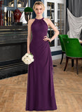 Julianna A-Line Scoop Neck Floor-Length Chiffon Bridesmaid Dress With Cascading Ruffles STKP0013228