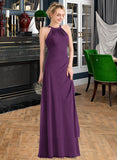 Julianna A-Line Scoop Neck Floor-Length Chiffon Bridesmaid Dress With Cascading Ruffles STKP0013228