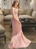 Annabelle A-LineV-neckFloor-LengthChiffonBridesmaidDressWithSplitFront#251361 STKP0013235