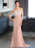 Dayami Trumpet/Mermaid Sweetheart Sweep Train Chiffon Lace Bridesmaid Dress STKP0013237