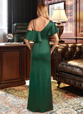 Janet Sheath/Column V-neck Floor-Length Bridesmaid Dress With Split Front STKP0013241