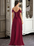 Laci A-Line Square Neckline Floor-Length Bridesmaid Dress With Bow(s) STKP0013242