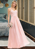 Melissa A-Line Sweetheart Floor-Length Chiffon Lace Bridesmaid Dress STKP0013248