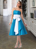 Kaylie A-Line Sweetheart Knee-Length Taffeta Bridesmaid Dress With Sash Bow(s) STKP0013253