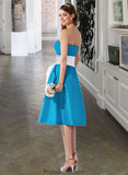 Kaylie A-Line Sweetheart Knee-Length Taffeta Bridesmaid Dress With Sash Bow(s) STKP0013253