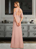 Kiera Sheath/Column High Neck Floor-Length Bridesmaid Dress With Split Front STKP0013254