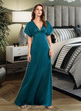 Annabella A-Line V-neck Floor-Length Bridesmaid Dress STKP0013255