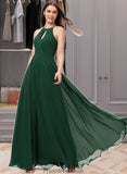 Ryleigh A-Line Scoop Neck Floor-Length Chiffon Bridesmaid Dress STKP0013257