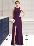 Selena A-Line Scoop Neck Floor-Length Chiffon Bridesmaid Dress With Split Front STKP0013260