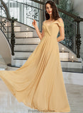 Izabelle A-Line V-neck Floor-Length Bridesmaid Dress STKP0013265