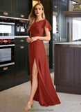 Leilani A-Line High Neck Floor-Length Bridesmaid Dress With Ruffle Split Front STKP0013271