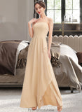 Lauretta A-Line Square Neckline Floor-Length Bridesmaid Dress With Split Front STKP0013275