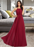 Jaylene A-Line Scoop Neck Floor-Length Bridesmaid Dress With Ruffle STKP0013277