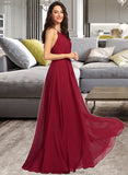 Jaylene A-Line Scoop Neck Floor-Length Bridesmaid Dress With Ruffle STKP0013277