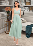 Nell A-LineV-neckAnkle-LengthBridesmaidDress#273652 STKP0013283