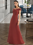 Belen Sheath/Column Off-the-Shoulder Floor-Length Bridesmaid Dress With Ruffle STKP0013284