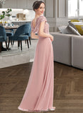 Abigayle A-Line Scoop Neck Floor-Length Bridesmaid Dress With Sequins Split Front STKP0013286