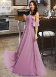 Fatima A-Line Scoop Neck Floor-Length Bridesmaid Dress With Pockets STKP0013287