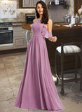 Fatima A-Line Scoop Neck Floor-Length Bridesmaid Dress With Pockets STKP0013287