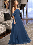 Desirae A-Line Square Neckline Floor-Length Chiffon Bridesmaid Dress STKP0013294